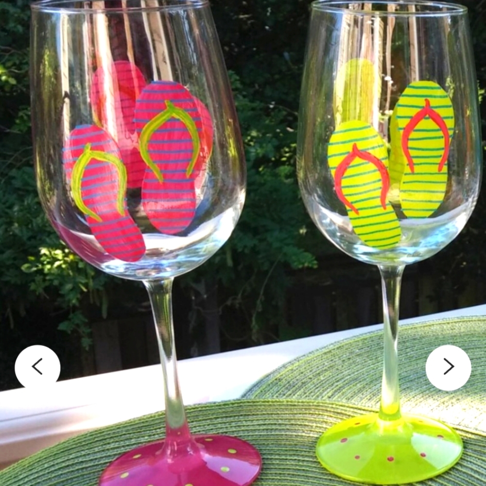 Hand painted wine glasses